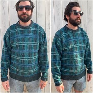 Vintage Wool Plaid Oversized Crewneck Sweater | Scottish Plaid Flannel Sweater